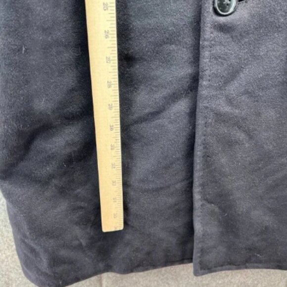 Saks Fifth Avenue Trench Coat Mens 42 Black Wool Classic Cashmere Vintage Jacket - Picture 4 of 10